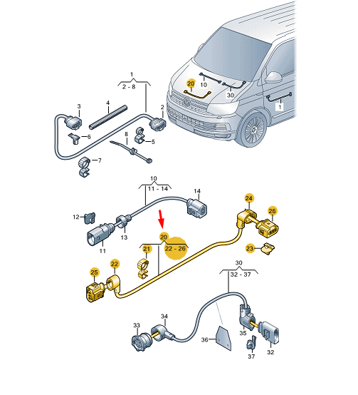 NEW VW TRANSPORTER T6 OIL LEVEL SENSOR WIRING ADAPTER 7E0971411B ORIGINAL