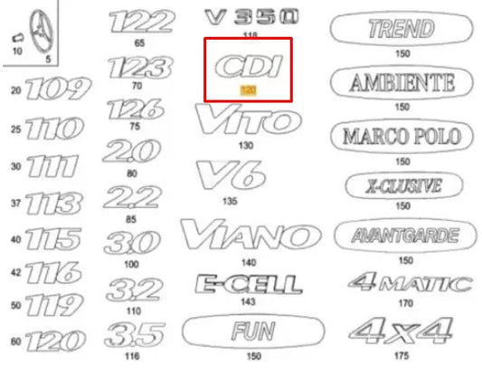 NEW MERCEDES-BENZ VITO W639 TRUNK LID CDI CHROME BADGE A6398171200 ORIGINAL