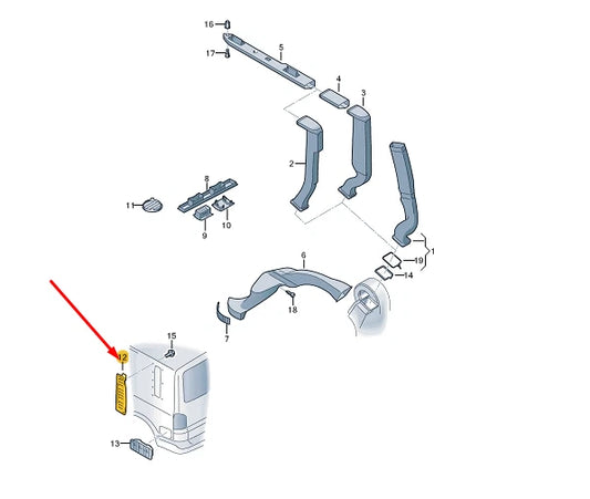 NEW VW TRANSPORTER T5 REAR LEFT BODY VENT GRILLE TRIM 7H18155019B9 ORIGINAL