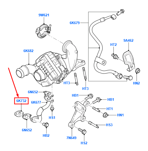 new ford transit connect mk1 turbo oil drain pipe 1352873 4m5q-6k732-aa original