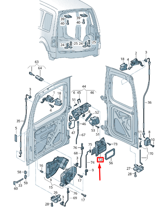 new volkswagen caddy 2k mk3 rear lid inner opening handle 2k0829309a9b9 original