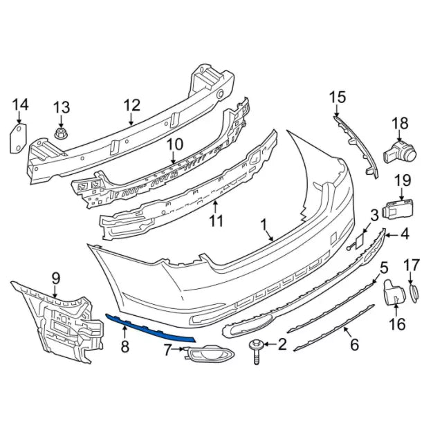 NEW BMW 7 G11 G12 REAR RIGHT BUMPER CORNER MOLDING 51127365560 ORIGINAL