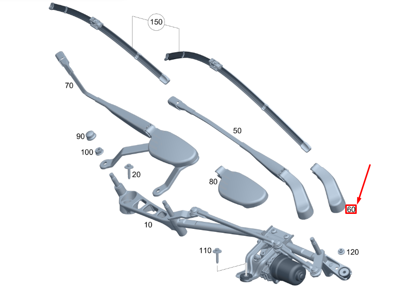 new mercedes-benz gla h247 front left wiper arm cover lhd a2478240100 original