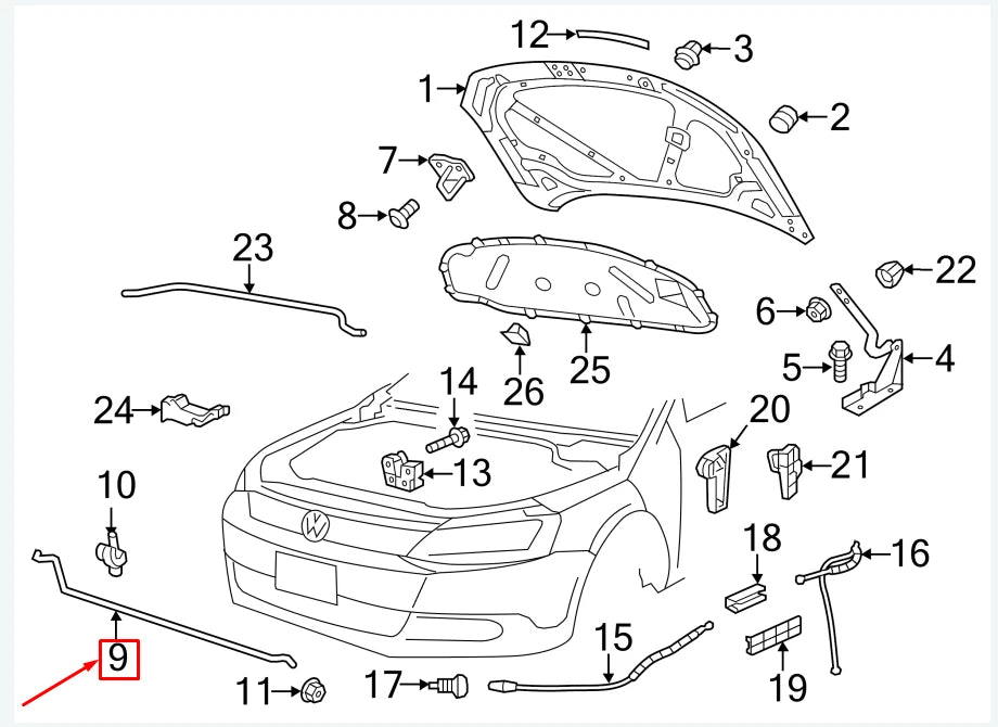 NEW VW JETTA MK6 16 FRONT HOOD / TRUNK PROP ROD 5C6823361E9B9