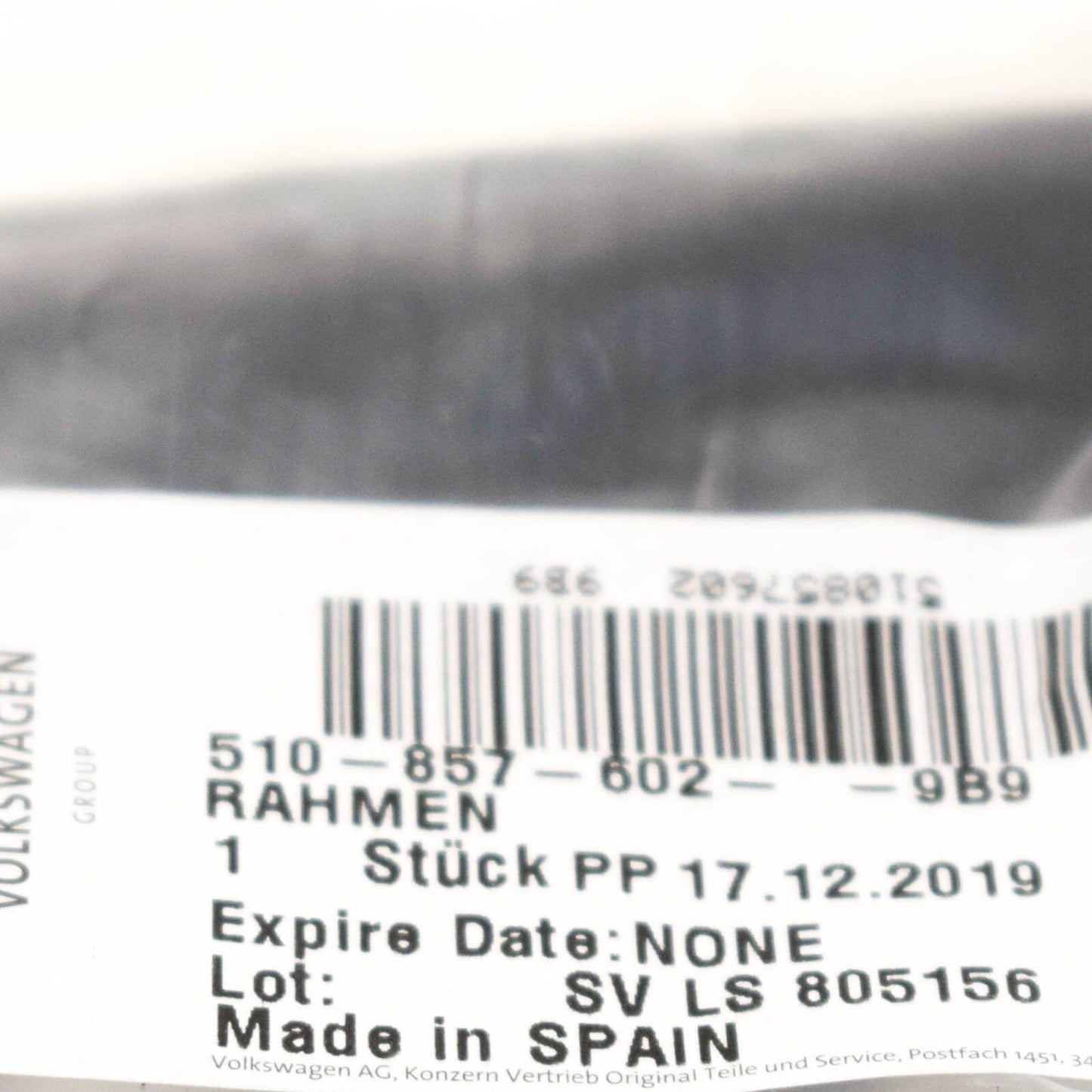 NEW VW GOLF SPORTSVAN AM1 FRONT RIGHT DOOR MIRROR COVER 510857602 9B9 ORIGINAL