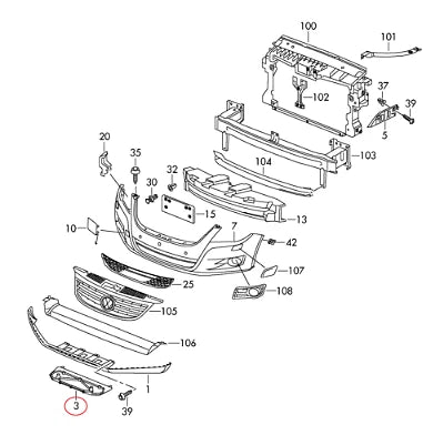 NEW VW TIGUAN FRONT BUMPER RETAINER FOR SPOILER 5N0805915 9B9 ORIGINAL