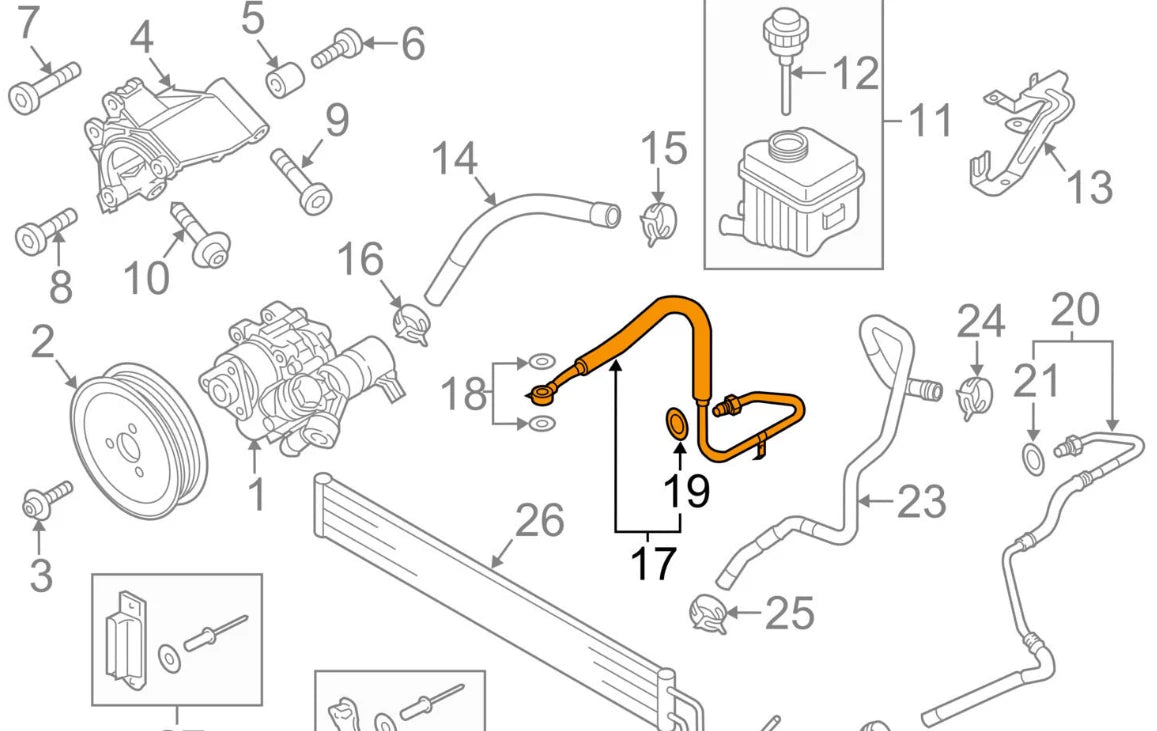 NEW AUDI Q7 4L STEERING PRESSURE HOSE PIPE TUBE LHD 7L8422893CF 2015 ORIGINAL