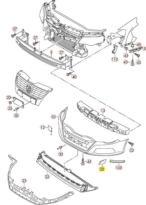NEW VW PASSAT CC FRONT BUMPER O/S RIGHT CLEAR TURN SIGNAL REFLECTOR