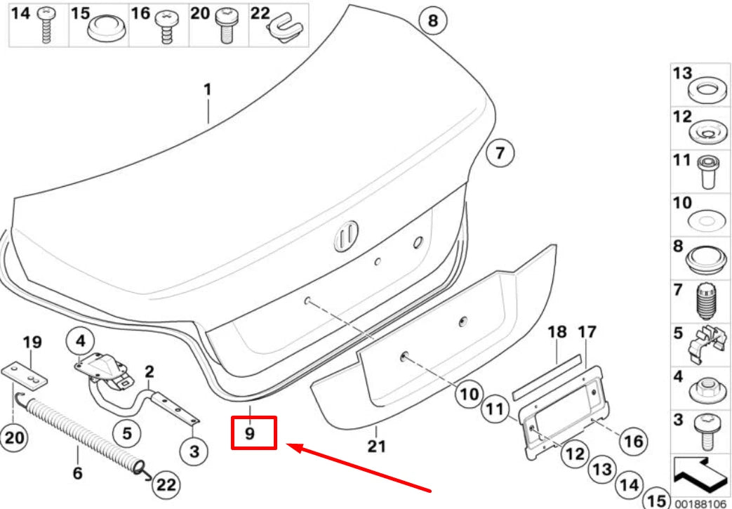 NEW BMW 5 E60 TRUNK LID SEALING 7110420 51767110420 ORIGINAL