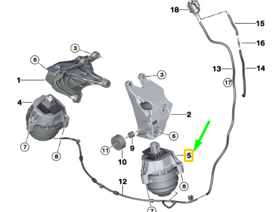 new bmw 5 g30 left side engine mount 22116883513 6883513 original
