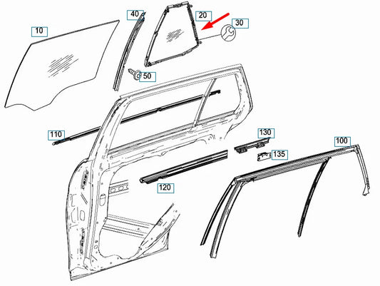 NEW MERCEDES-BENZ C-CLASS S204 REAR LEFT DOOR WINDOW A2047300355