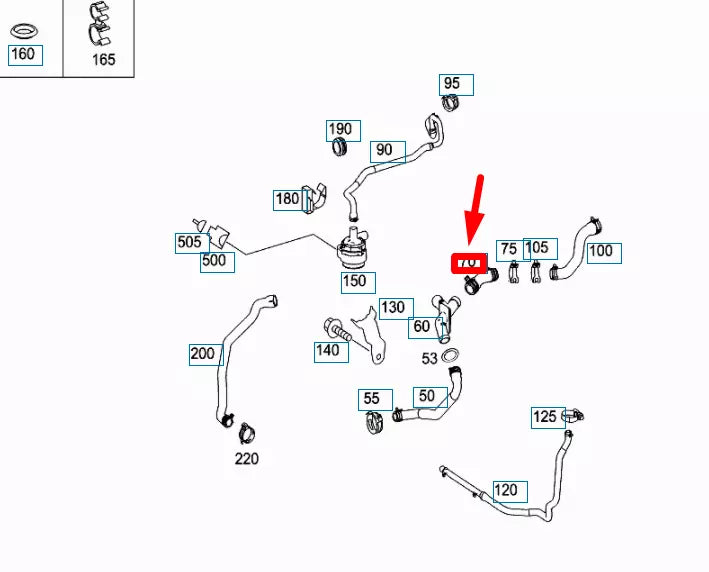NEW MB GL X164 INTERMEDIATE PIECE TO HEAT EXCHANGER HOSE A1645060335 ORIGINAL
