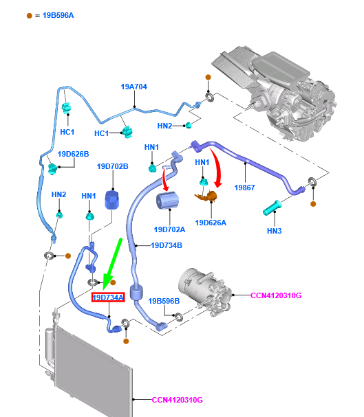 new ford fiesta mk6 a/c system tube 2000679 av11-19972-ga original