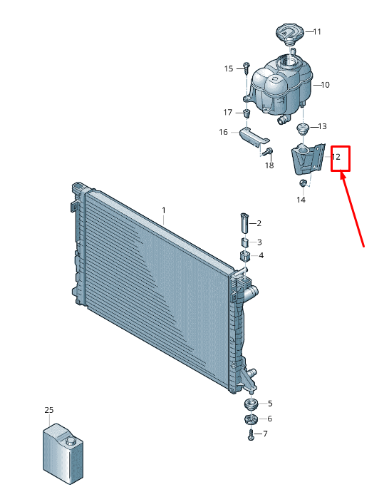 NEW VW TOUAREG CR ENGINE EXPANSION RESERVOIR RETAINER 4M0121214A ORIGINAL