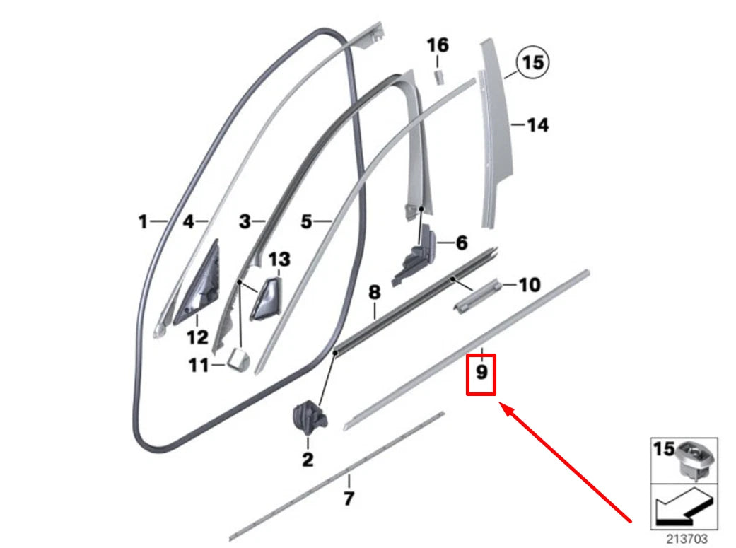 NEW BMW 5 F10 FRONT LEFT EXTERIOR DOOR COVER 7209725 51337209725 ORIGINAL