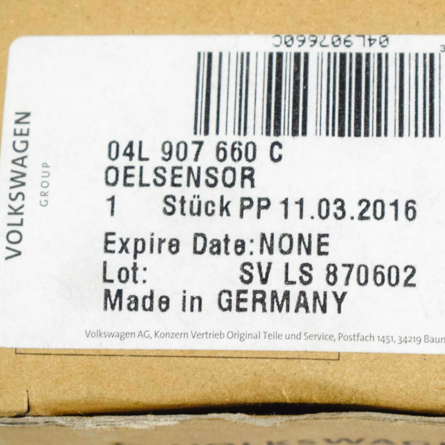 NEW AUDI Q3 8U OIL LEVEL SENSOR 04L907660C 2017 ORIGINAL