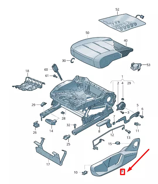 NEW VOLKSWAGEN TIGUAN AD MK2 FRONT RIGHT SEAT FRAME TRIM 5NA8813142JV ORIGINAL