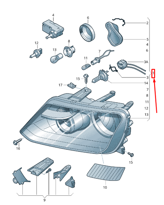 new vw amarok 2h front right headlight rhd 2h1941016ab original