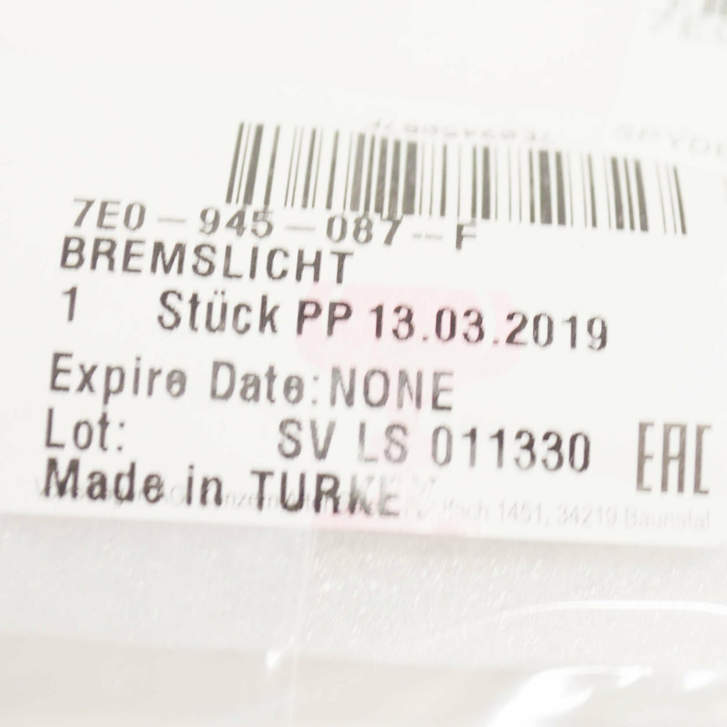 NEW VW TRANSPORTER T6 REAR ADDITIONAL STOP BRAKE LIGHT 7E0945087F ORIGINAL