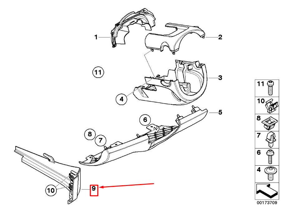 new mini clubman r55 right bottom dashboard cover 7267050 51457267050 original