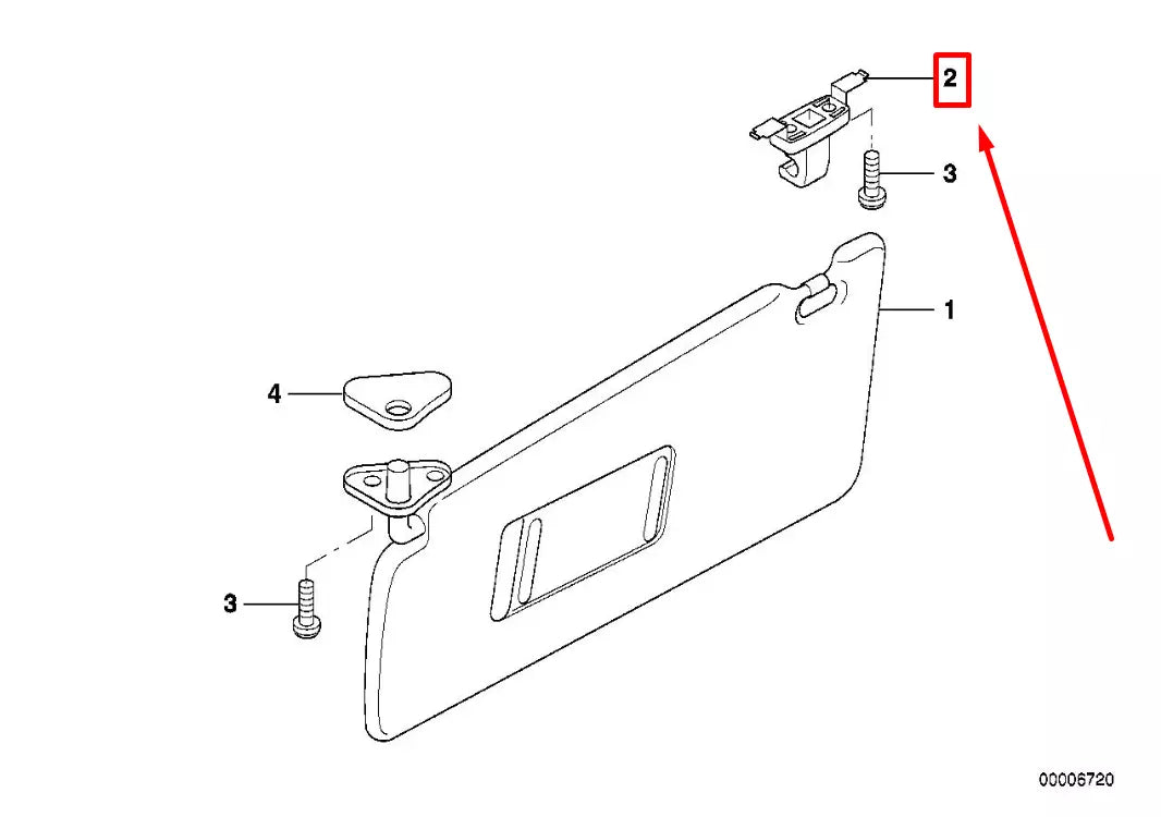 NEW BMW 5 E39 FRONT SUN VISOR BRACKET 51168250922 8250922 ORIGINAL