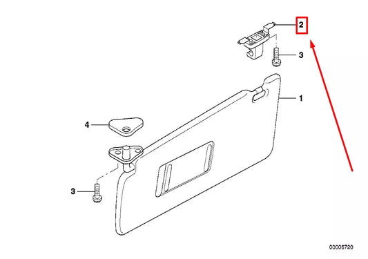 NEW BMW 5 E39 FRONT SUN VISOR BRACKET 51168250922 8250922 ORIGINAL