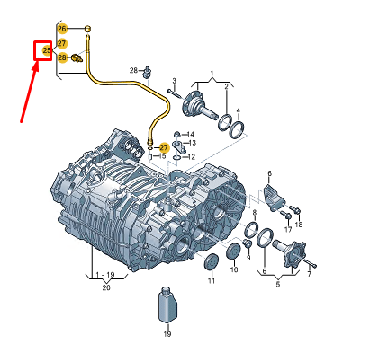 new vw e-golf mk7 gearbox breather line 0cz301472a original