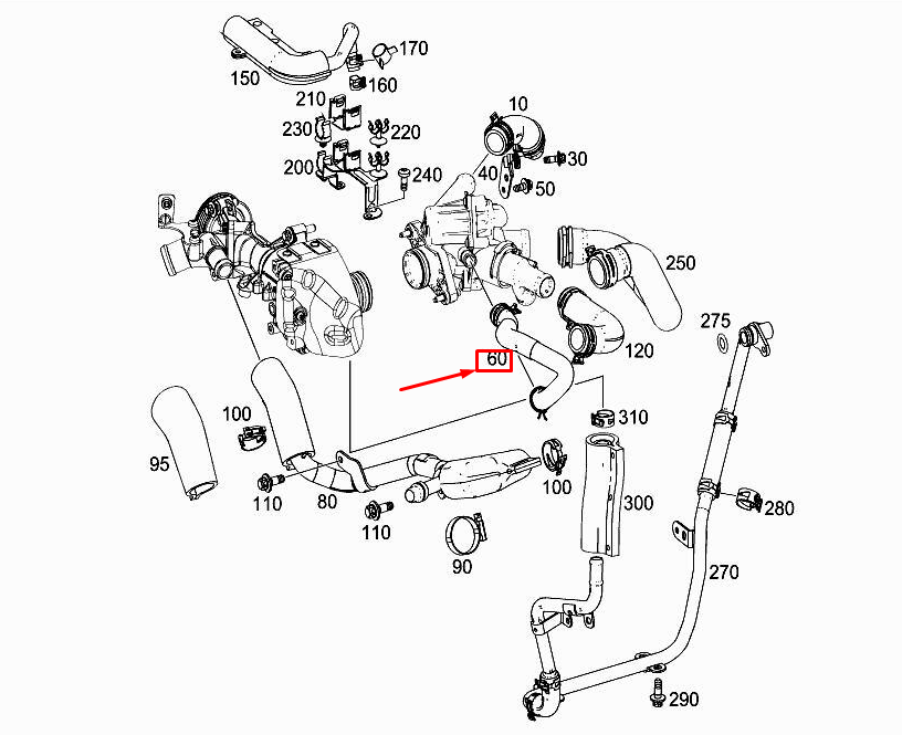 NEW MERCEDES-BENZ A W176 ENGINE COOLANT HOSE A1332000382 ORIGINAL