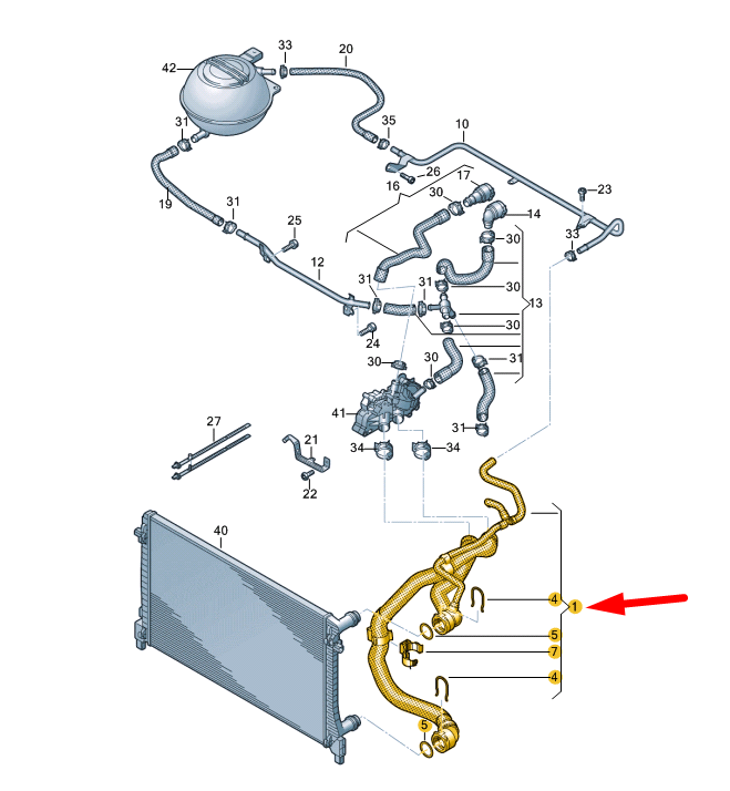 new volkswagen polo mk6 aw coolant hose 2q0121049ad original