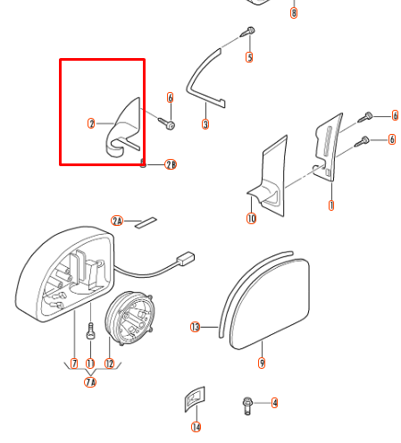 NEW VW BEETLE 9C LEFT OUTER MIRROR HINGE COVER LHD 1C1853271A ORIGINAL