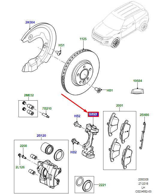 new lr range rover evoque l538 front brake caliper carrier lr027311 original