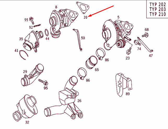 NEW MB SRINTER 906 TURBOCHARGER TO EXHAUST MANIFOLD SEALING A6461420080 ORIGINAL