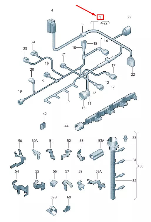 NEW VW JETTA III 1K MK3 ENGINE CABLE HARNESS 03G972619DF ORIGINAL