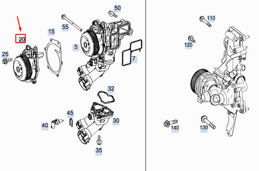 new mercedes-benz a w177 engine water pump bearing housing a6542010010 original