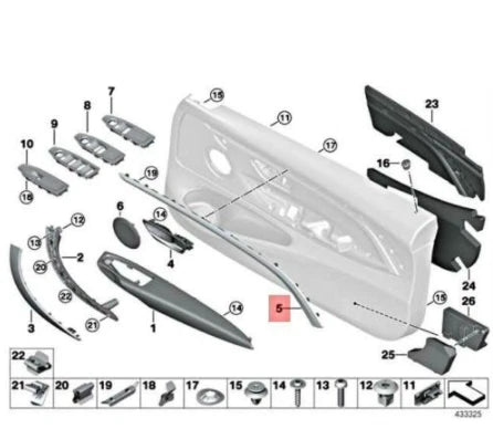 NEW BMW M4 CABRIO F83 FRONT LEFT DOOR PANEL ACCENT MOLDING 8063549 ORIGINAL
