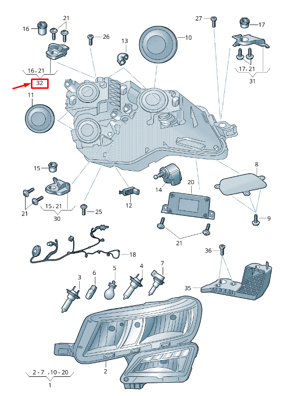 new skoda karoq nu upper right headlamp securing element 57a998226b original