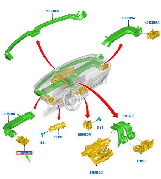 new ford kuga mk3 dashboard left air vent louvre assy lhd 2425749 original