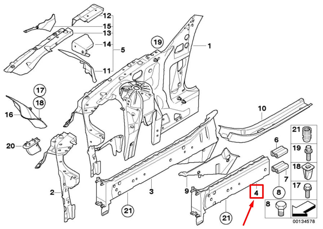 NEW BMW 5 E60 LEFT ENGINE SUPPORT SECTION 7120883 41117120883 ORIGINAL