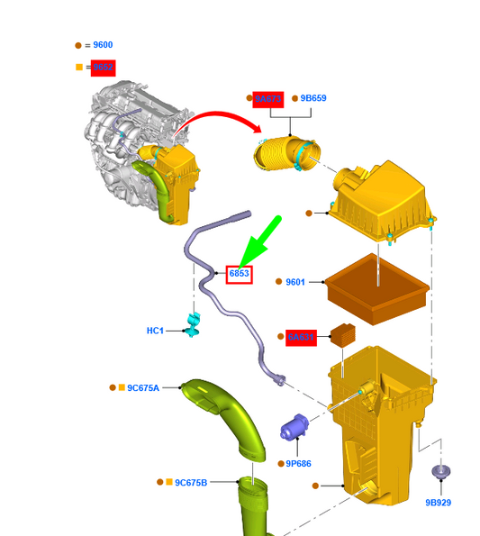 new ford ka mk4 air cleaner vent hose 8a6g-6c662-eb 1678153 original