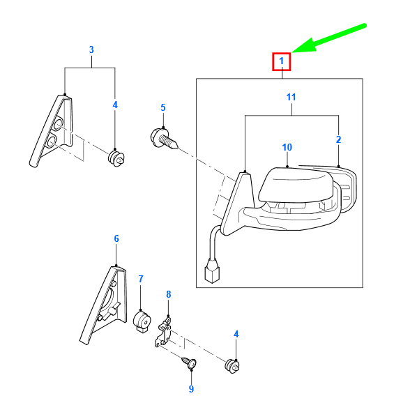 new ford ranger mk2 front left side wing mirror lhd 4874521 original