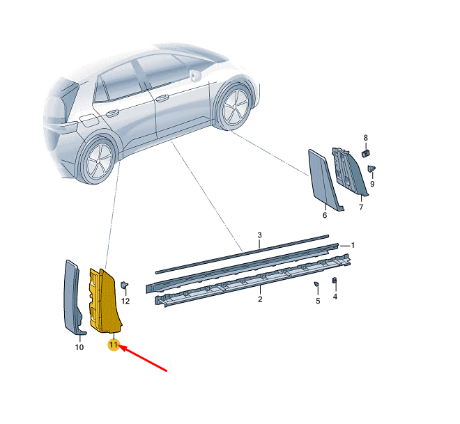 new skoda enyaq iv rear right wheel arch cover retaining strip 5la853864