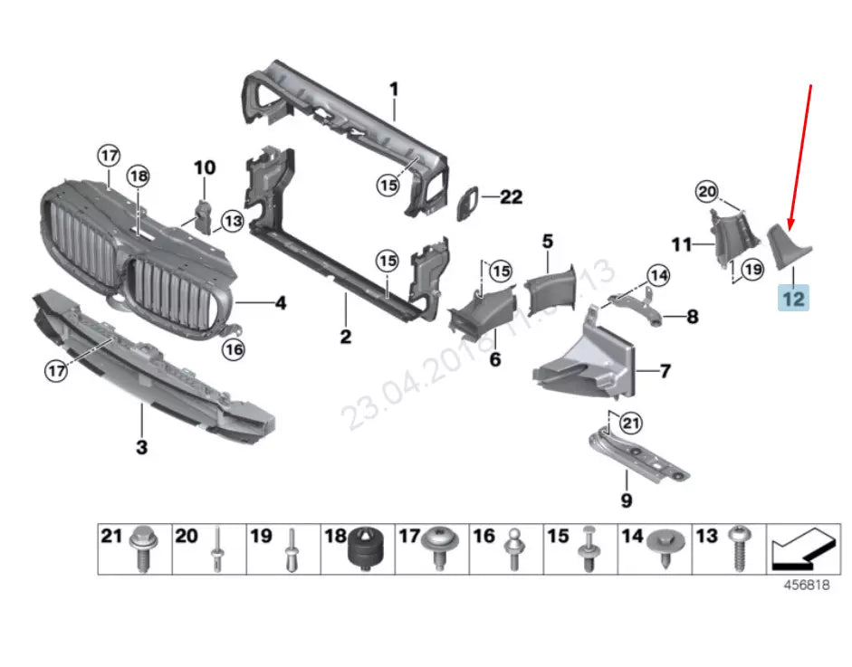 NEW BMW 7 G11 RIGHT WING FENDER AIR VENT 51747347378 7347378 2016 ORIGINAL
