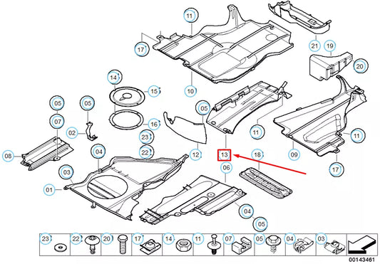 NEW BMW 3 E46 ACTIVATED CHARCOAL FILTER BOTTOM COVER 51718233266 ORIGINAL