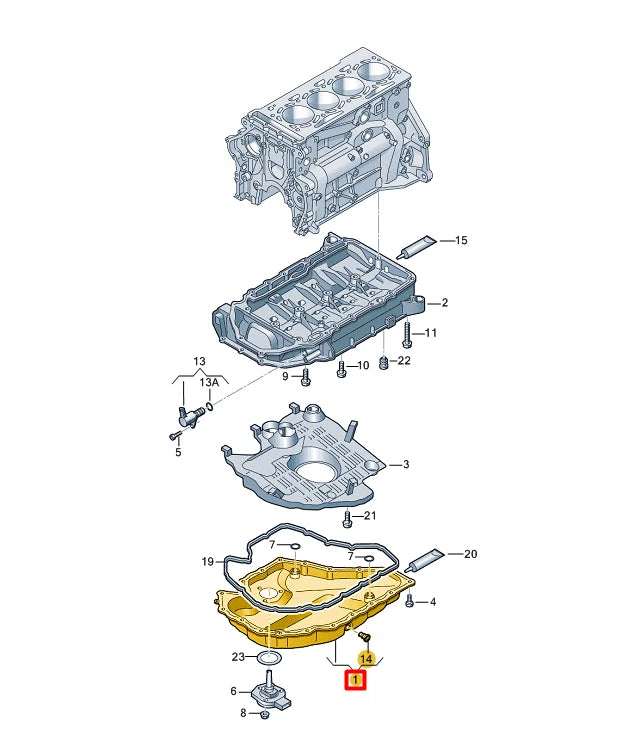 NEW AUDI A1 SPORTBACK GBA ENGINE CRANKCASE LOWER PART 06K103600AE ORIGINAL