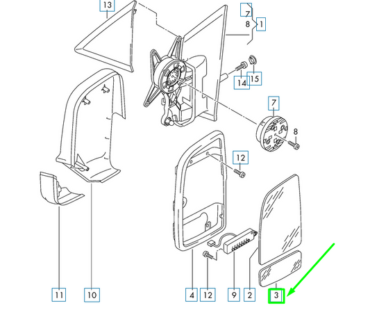 new vw crafter 2f mk1 front left door mirror lower glass 2e1857587e original