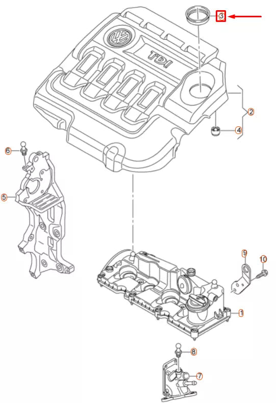 NEW VW GOLF 5G MK7 CYLINDER HEAD COVER SEAL RING 04L133287 ORIGINAL