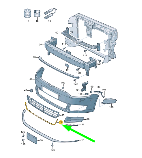 new vw sharan 7n1 front bumper lower centre trim 7n08531012zz original