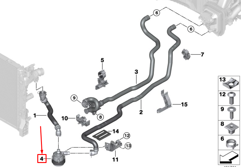 new bmw 5 touring g31 auxiliary water pump 64116834923 original