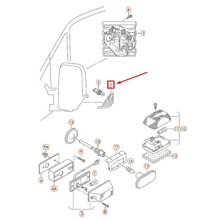 new vw crafter mk1 front right door mirror turn indicator lhd 2e0953050a