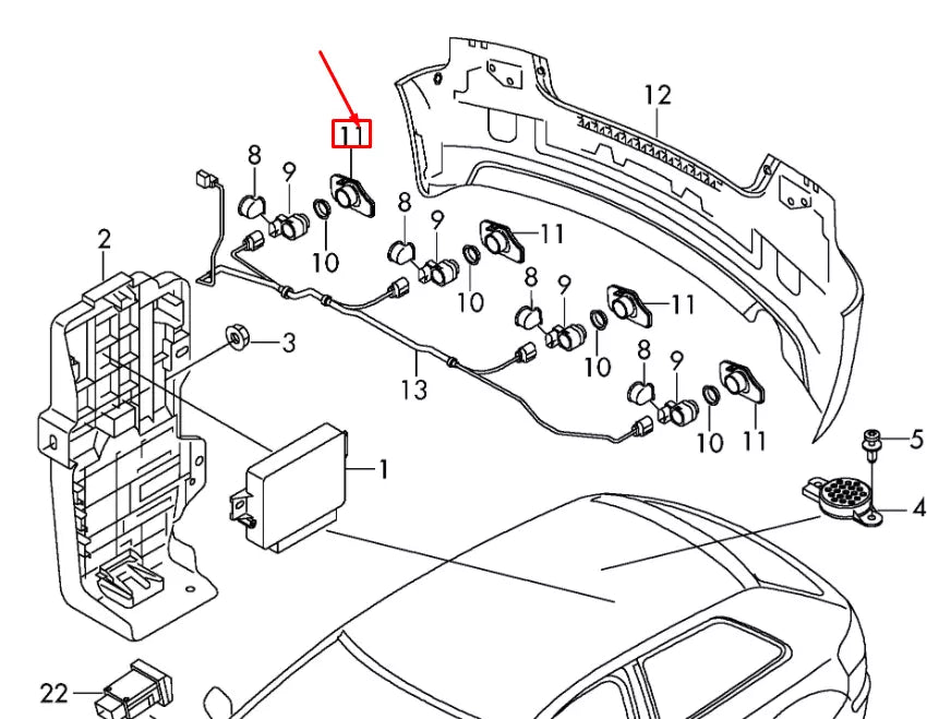 NEW AUDI A3 8P REAR RIGHT PARK SENSOR SUPPORT 8P7919290 ORIGINAL